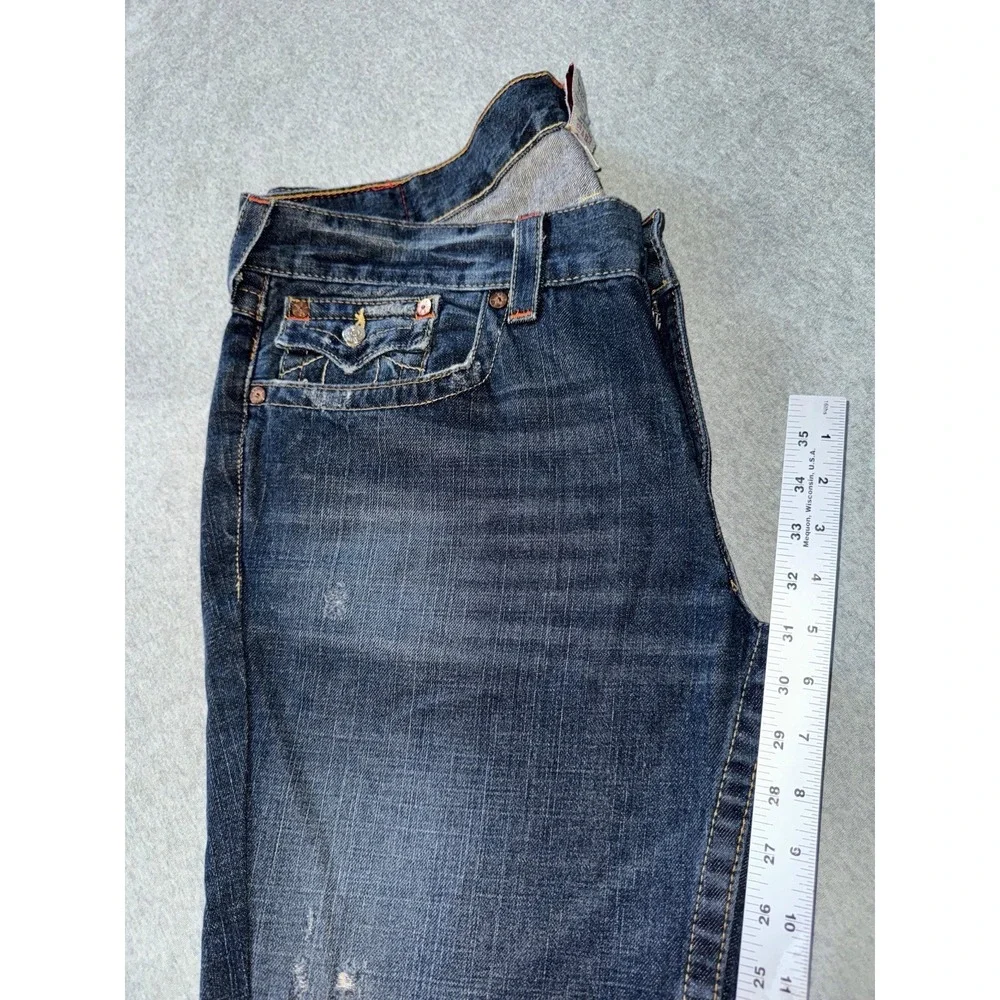True Religion Mens Joey Dark‎ Wash Straight Jeans Blue Denim Size 38